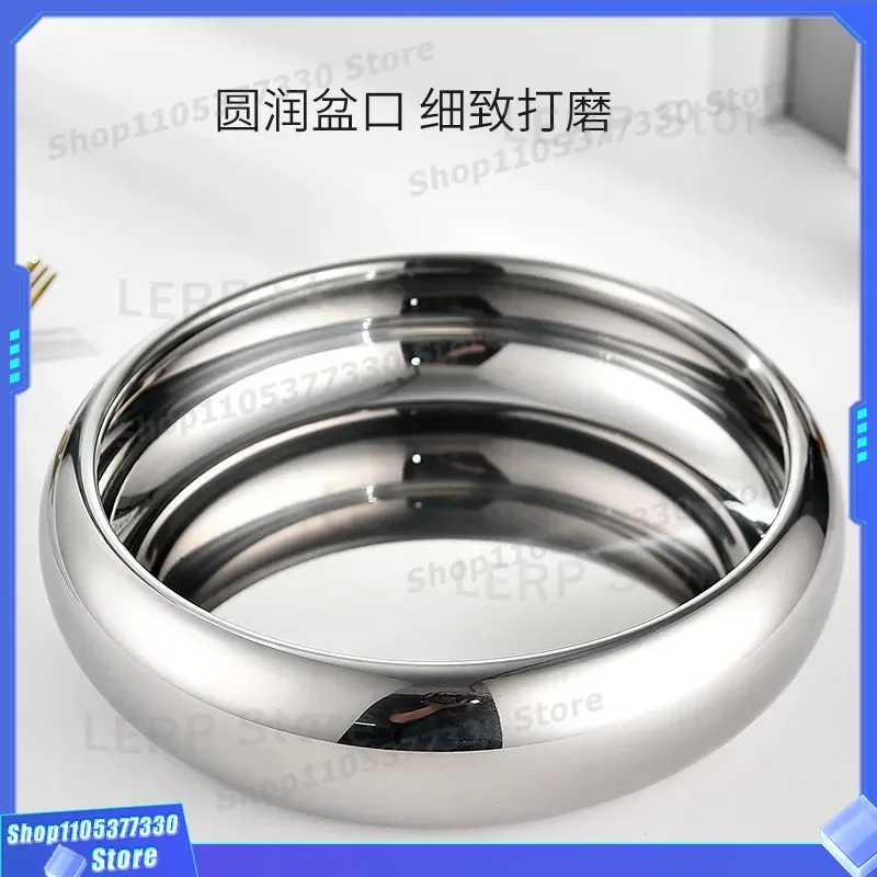 Nordic Stainless Steel Fruit Plate Modern Round Bowl for Living Room Coffee Table Decoration Ins Style Home Ornament Tray