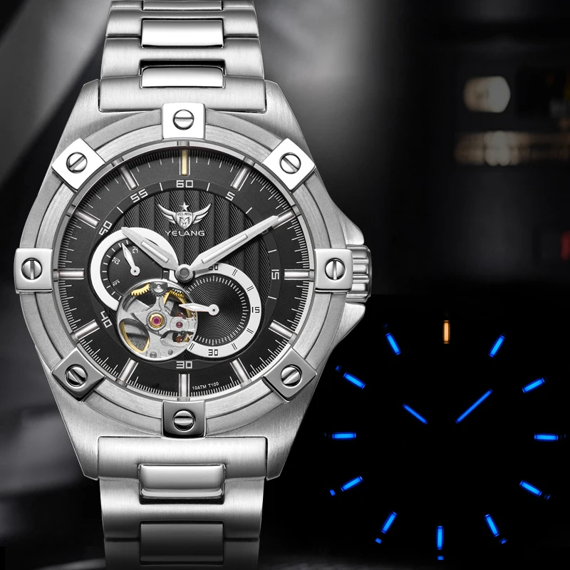 Yelang V1024 Men Brand Watches 44mm Japan miyota 82S7 Automatic Mechanical movement Luminous Men 100m Waterproof Watch business