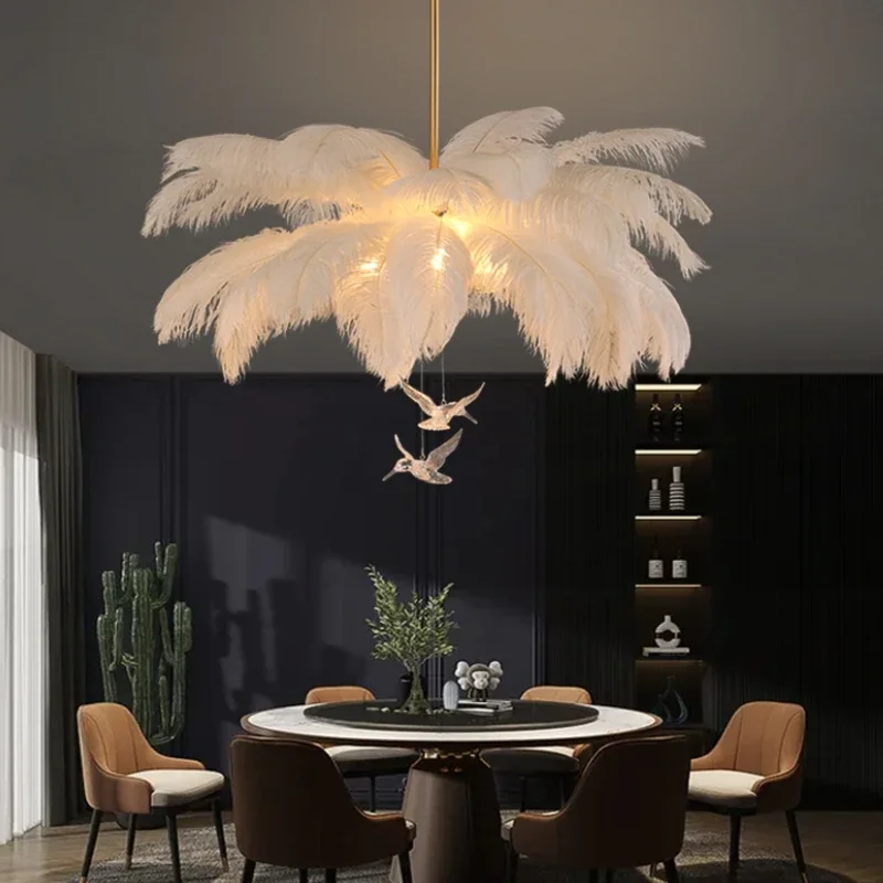 

Nordic White Feather Pendant Light Modern LED Pendant Light Living Room Dining Room Children's Room Decorative Light Lamps