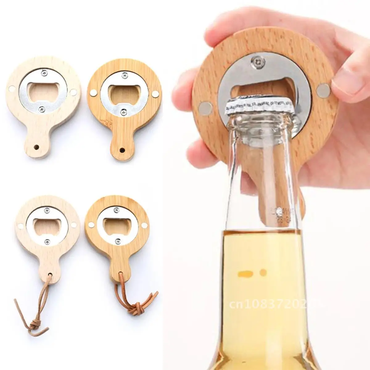 5/10Pcs Wooden Bottle Openers Magnet Refrigerator Pasted Can Opener Creative Customized Opener for DIY Kitchen Tools Wholesale