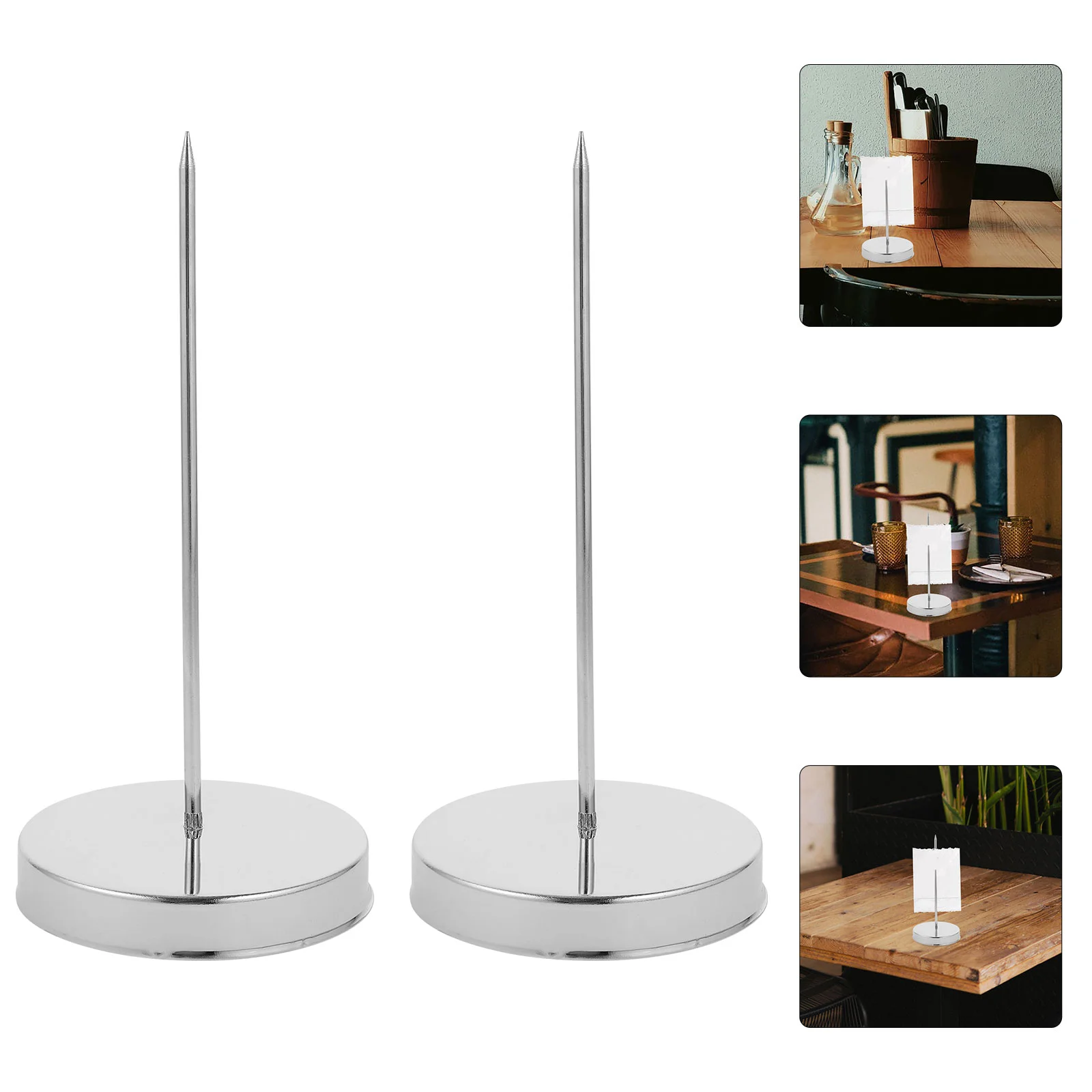 2 Pcs Receipt Spindle Bill Collector Desktop Holder Memorandum Steel Ticket Spike