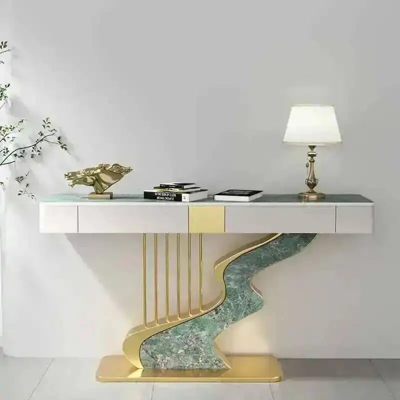 

Шиферные полукруглые консольные столы для гостиной, современная креативная мода, настенный зал, крыльцо, декоративный шкаф, входная мебель