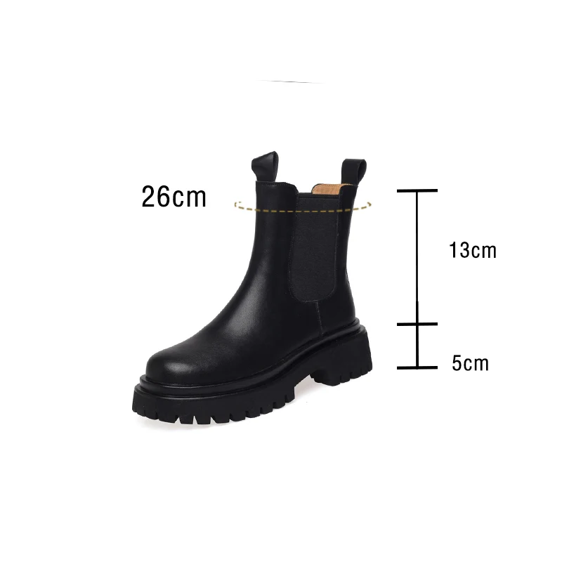 Taoffen Fashion Chelsea Boots For Women Genuine Cow Leather Sewing Ladies Work Shoes Street Style Winter Non-slip Ankle Boots