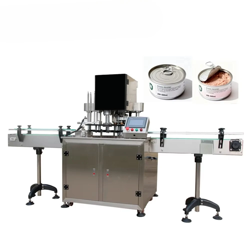 Food-Grade Automatic Can Sealing Machine for 200-500ml Pet Meat Paste Cans