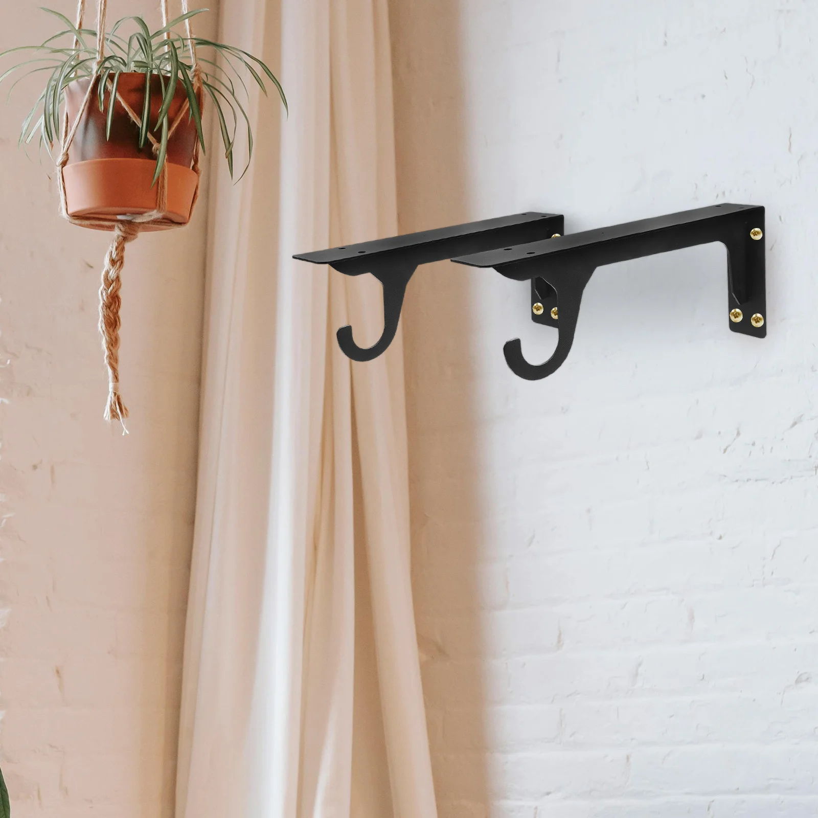 

1 Pair Heavy Duty Triangle Shelf Bracket Wall Mounted Closet Rod Support With Hook For Kitchen Bedroom Wardrobe Storage