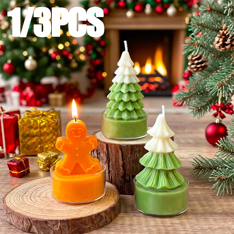 1/3PC Weihnachten Kerzen Lebkuchen Mann Weihnachten Baum Form Duft Kerzen Handgemachte Aroma Kerze Halloween Party Hause liefert