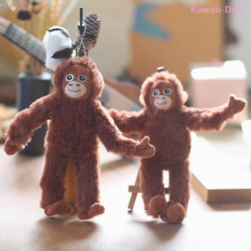 [DO]Cartoon Gorilla Plush Toy Chimpanzees Monkey Pendant Soft Stuffed Doll Keychain Backpack Car Bag Key Ring Decor Gift[DO]