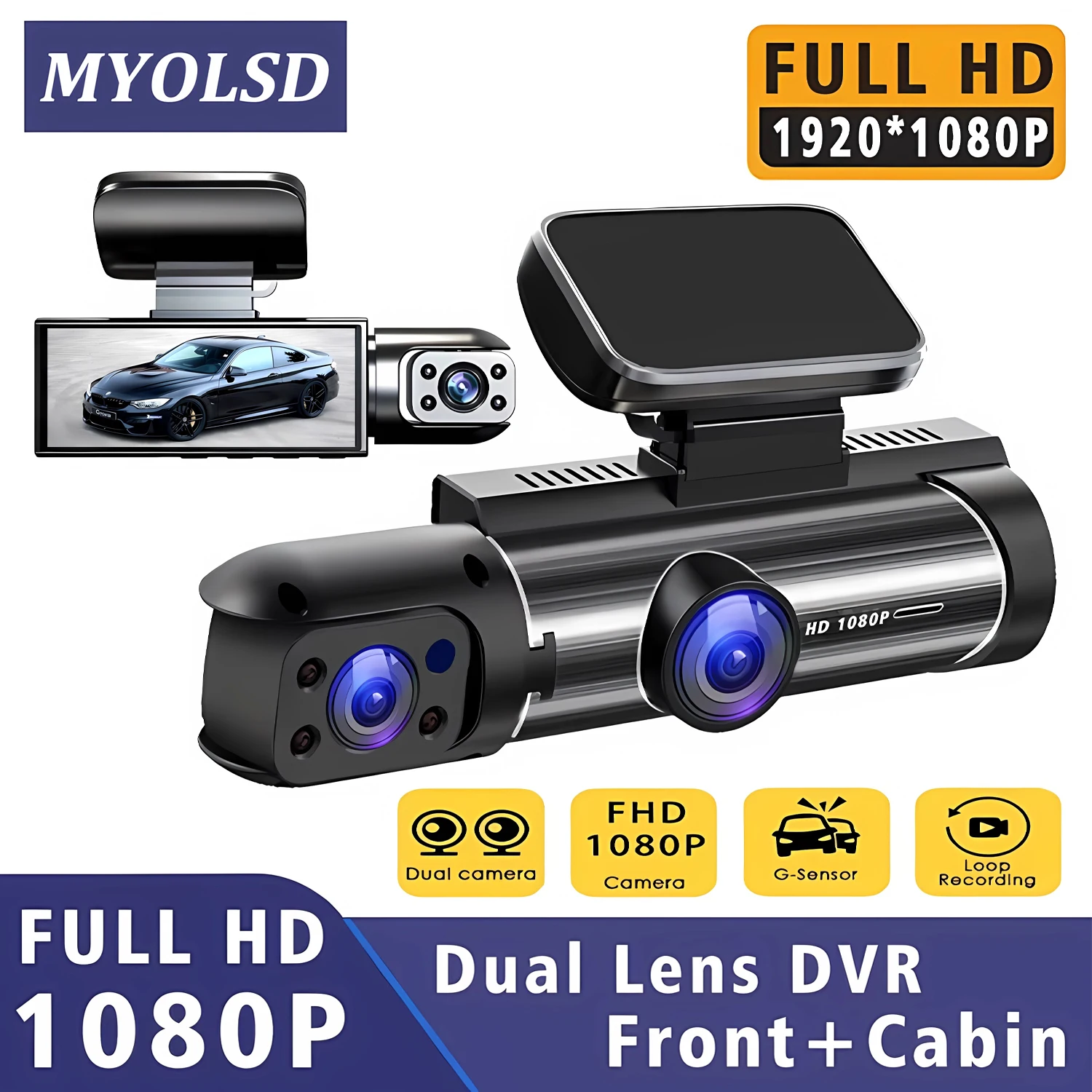 Dual Lens Car DVR FHD 1920*1080P Dash Camera Cabin Dashcam Vehicle Video Dash Cam Drive Recorder Interior Mini Dvrs Black Box