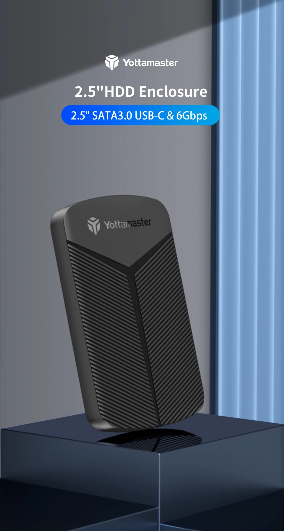 Yottamaster 2,5-Zoll-HDD-Gehäuse SATA auf USB 3.0-Adapter Festplattengehäuse 6 Gbit/s UASP-Festplattengehäuse für Windows Mac Linux – Detail 4