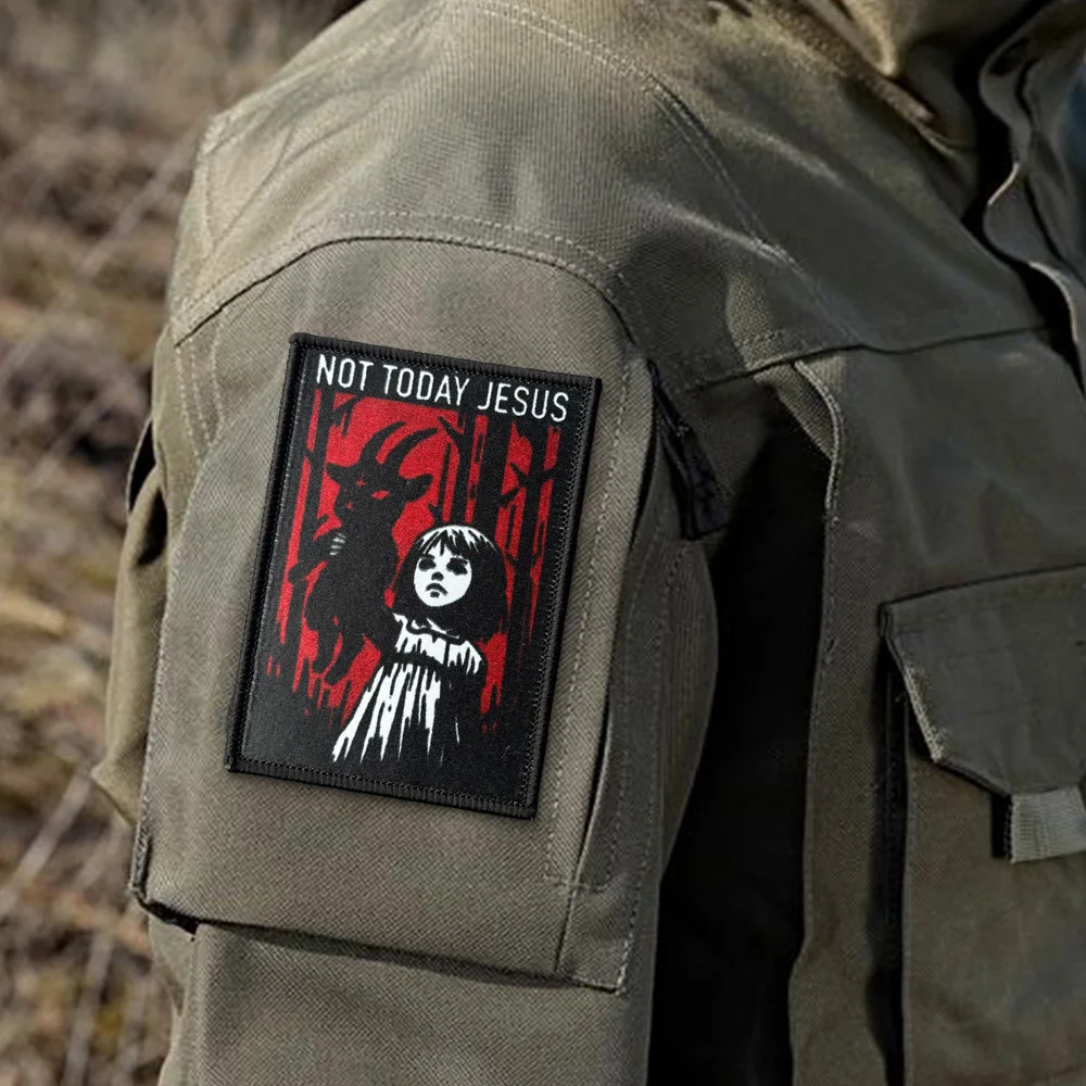 Parche bordado gancho y bucle demonio cabra Baphomet para chaqueta - imagen 4