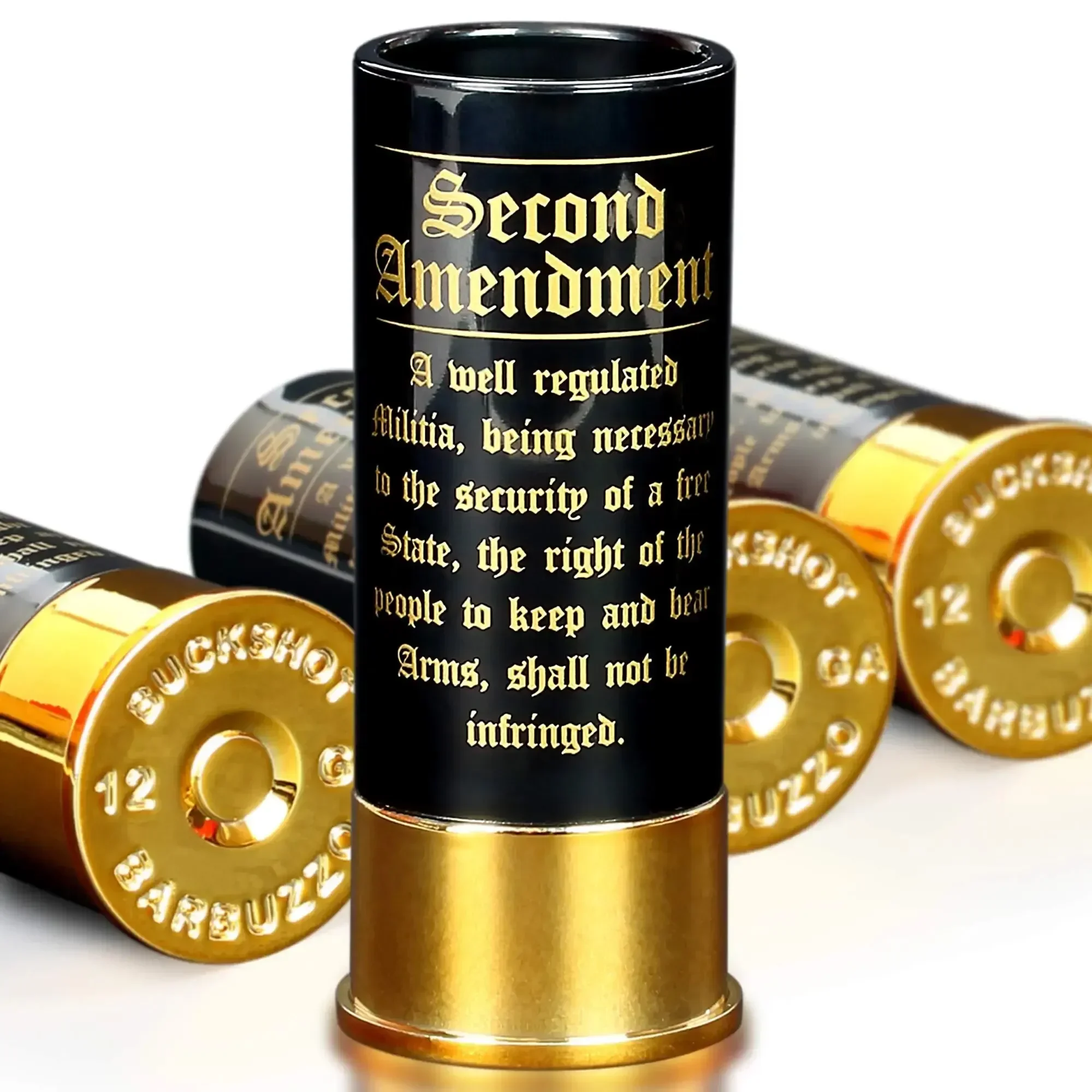 4pcs/Set Plastic 3.6x1.2inch 2nd Amendment 12 Gauge Shot Glass, Patriotic Amendment Shot Glasses,Great Gift for Dad and Brother