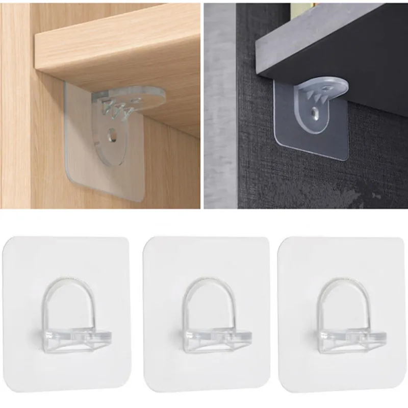 1 Pack Strong Seamless Sticky Hook Layered Partition Shelf Support Bracket  Adhesive Pegs for Closet Cabinet Furniture Hardware