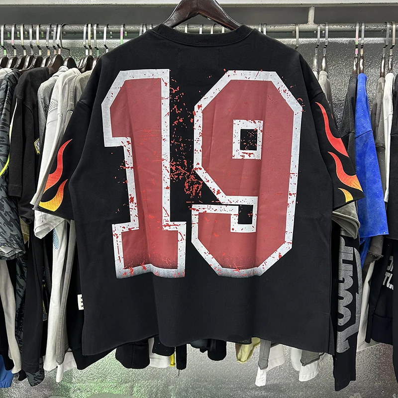 2026 American Streetwear BKYS T-Shirt Skeleton Racer 19 Letter Print Loose Round Neck Men Women
