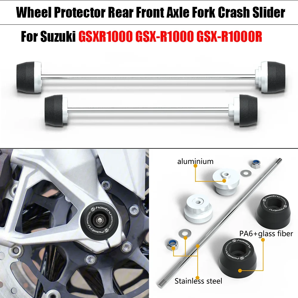 

Motorcycle Wheel Protector Rear Front Axle Fork Crash Slider For Suzuki GSXR1000 GSX-R1000 GSX-R1000R 2017-2023