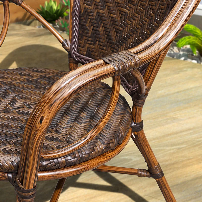 Outdoor table and chair combination terrace balcony small coffee table courtyard rattan chair three-piece set