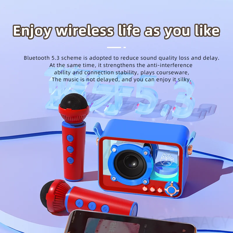 ลำโพงบลูทูธไร้สาย 5.3 พร้อมไมโครโฟนคู่ โปร่งใส ไฟอ่านหนังสือที่สะดวกสบาย สเตอริโอแบบพกพา คุณภาพเสียงไฮไฟ กล่องดนตรี