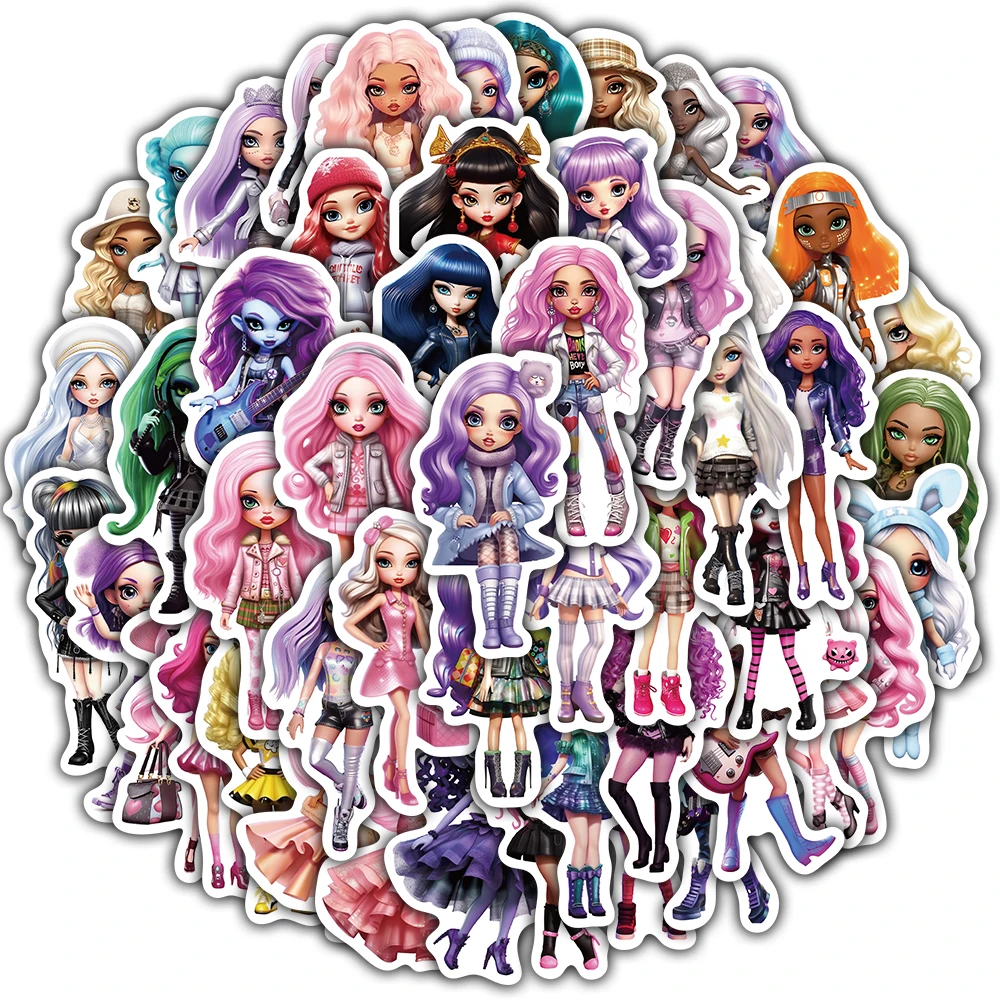 50PCS Cool Cartoon Y2K Rainbow Spice Girls Stickers Waterpro