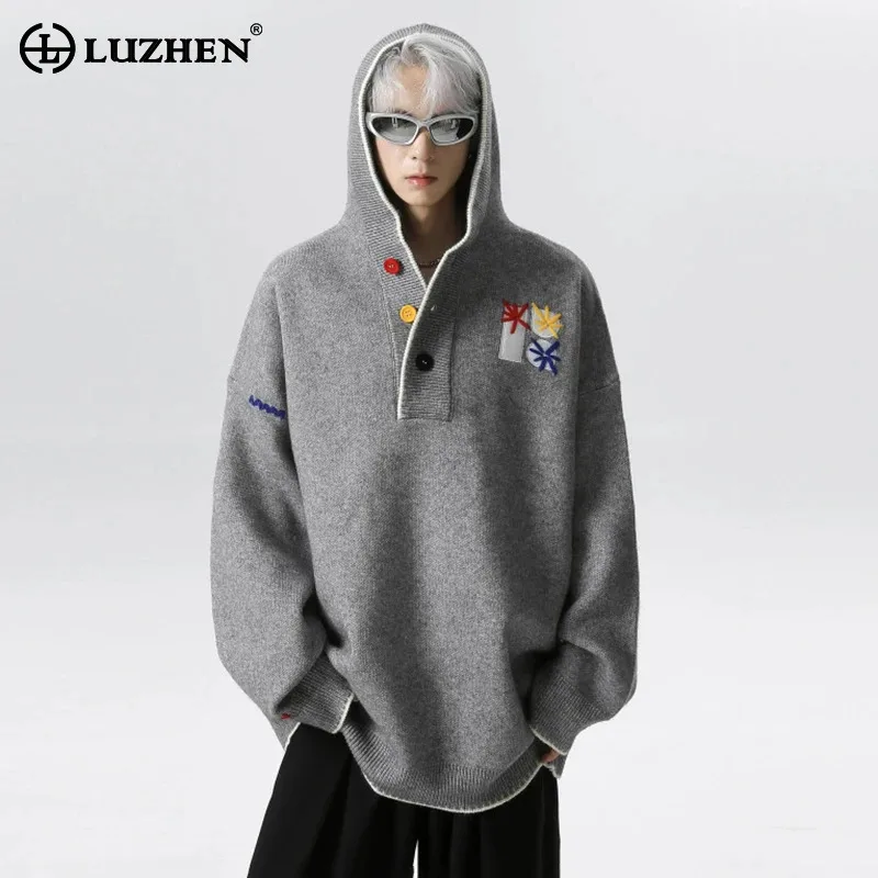 

LUZHEN цветные контрастные края в стиле пэчворк, толстовки с капюшоном, пуловер, мужская уличная одежда с длинными рукавами, осень 20%, оригинальные мужские топы JY3770