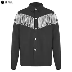 Boys Western Cowboy Costume Long Sleeve Tassels Fringe Shirt for Halloween Cosplay 80s 90s Doll Movie Character Fancy Dress