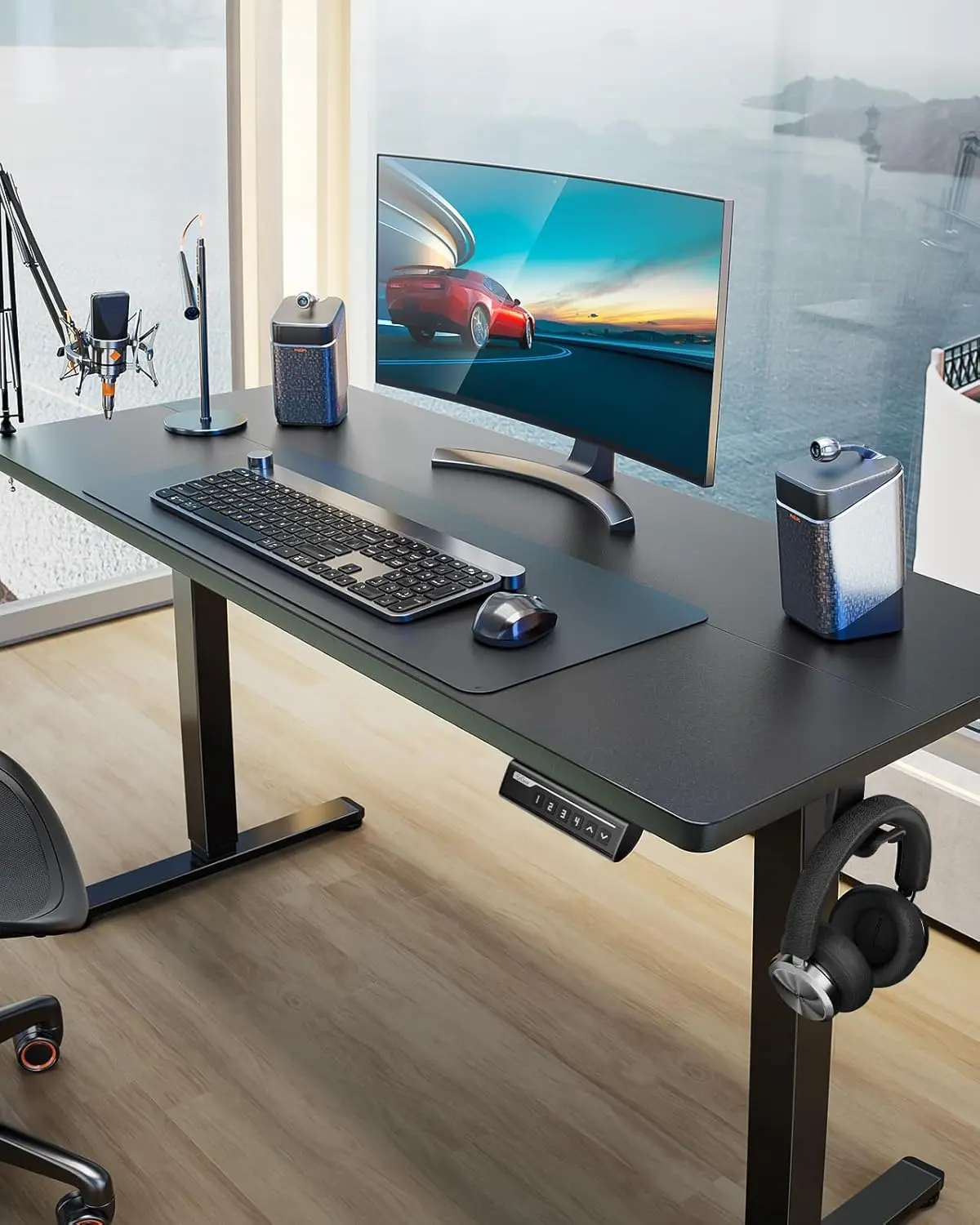 Mesa elétrica de pé, 48 x 24 polegadas Sit Stand up Desk, Memory Computer Home Office Desk (preto)