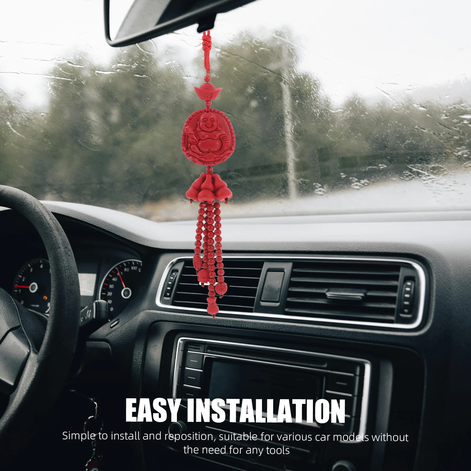 

Creative Car Accessories Interior Pendant Gourd Shape Decorative Charm Red Durable Hanging Ornament Easy Install Chinese Style
