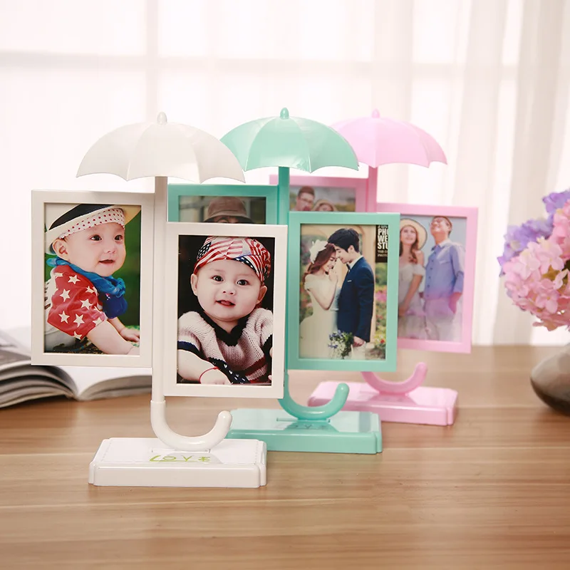 Cartoon Creative Umbrella-Shaped Double-Sided Photo Frame Cute Rotating Double-Sided Photo Stand 5-Inch Desktop Decoration