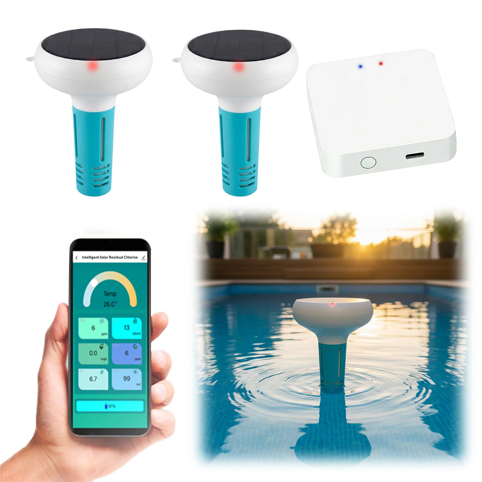 7-in-1 Digital Pool Water Tester WiFi PH and Salinity Wireless Water Quality Tester for Swimming Pools Hot Tub Jacuzzi Spa