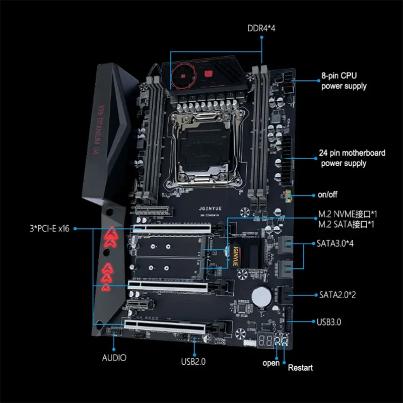 طقم أم تيتانيوم X99 ، لوحة أم Intel LGA-3 ، E5 2680V4 CPU ، 2x16GB ، 32GB ، Mhz ، DDR4 S ، M.2 ، NVME ، SATA ، USB ، Server #6