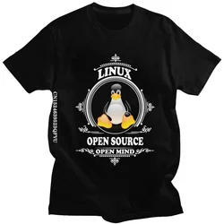 Funny Linux Shirt Open Source Open Mind Tshirt Men Streetwear Men Penguin Developer Programmer Ccoder T-Shirts Cotton Tee Top