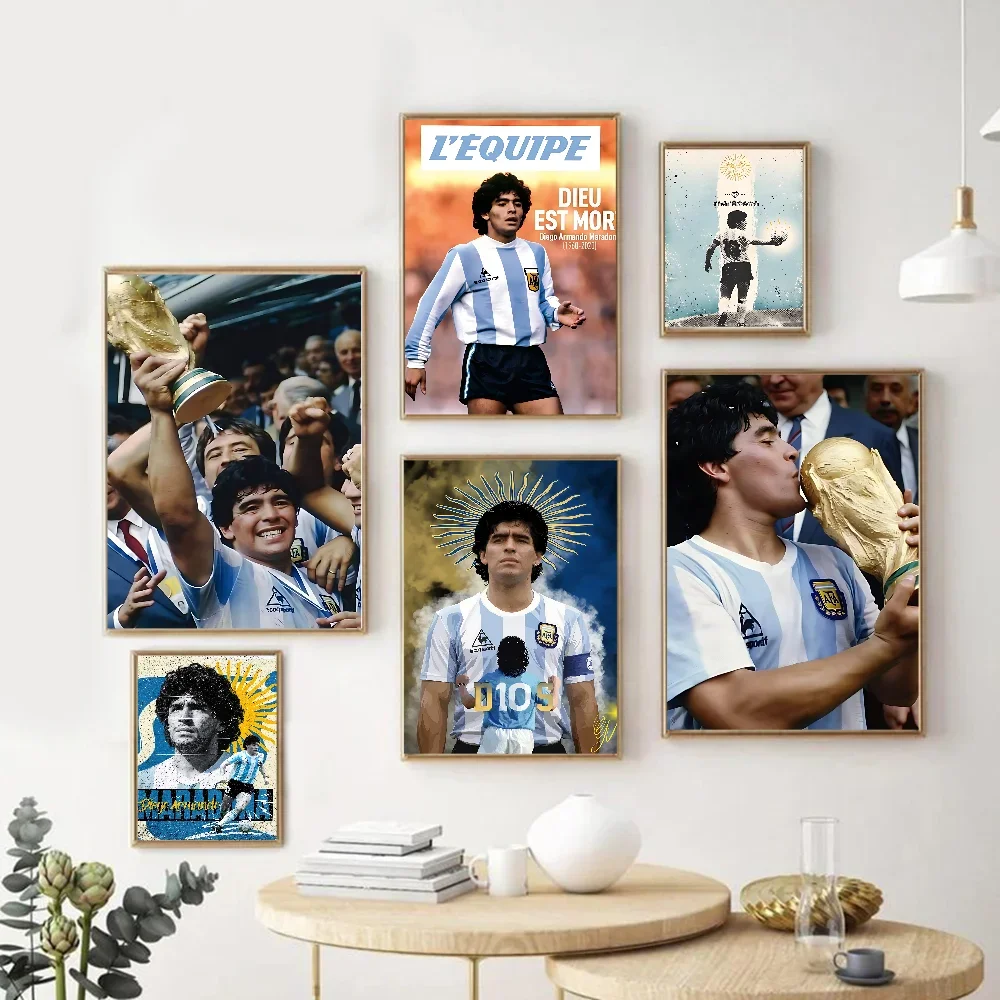 Diego Armando Maradona Vintage Posters Sticky Whitepaper Prints Posters Artwork Posters Wall Stickers