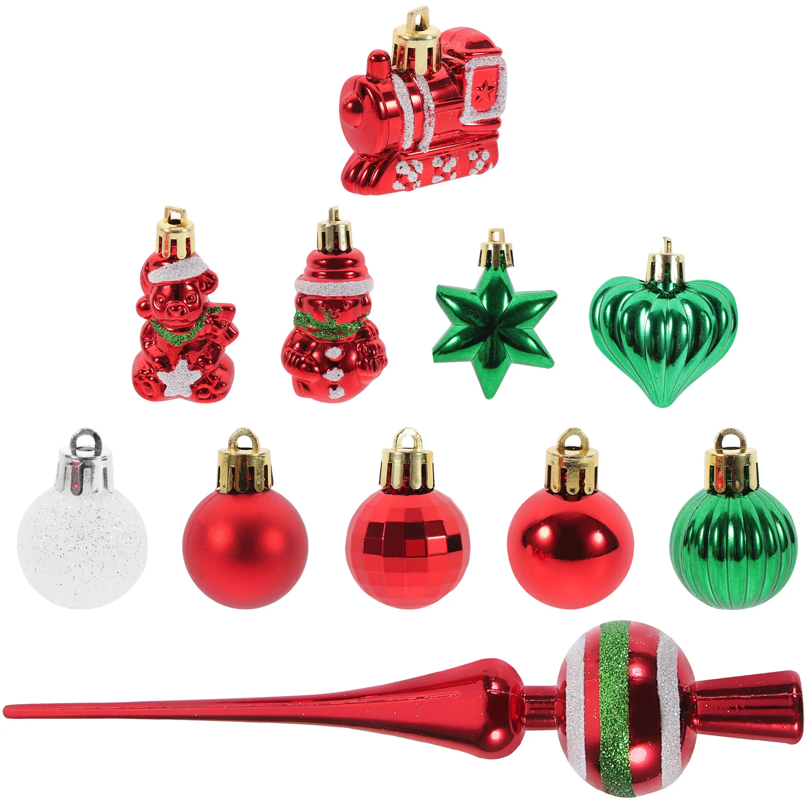 

Christmas Balls on Top of The Tree Sturdy Xmas Ornaments Topper Cartoon Set Finial Plastic Decoration