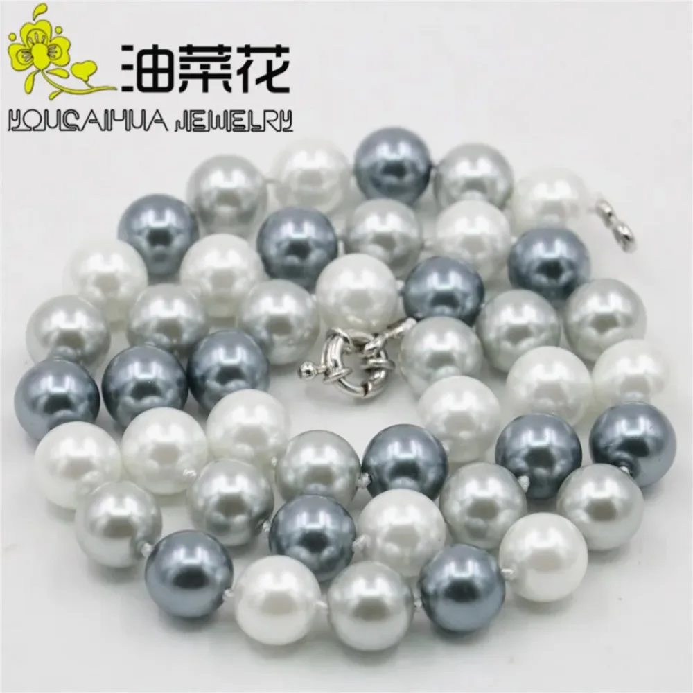 

Fashion Charm 10mm Mixed Color Shell Pearl Necklace Jewelry Accessories Woman Christmas Wedding Gift Design Production 18" AAA