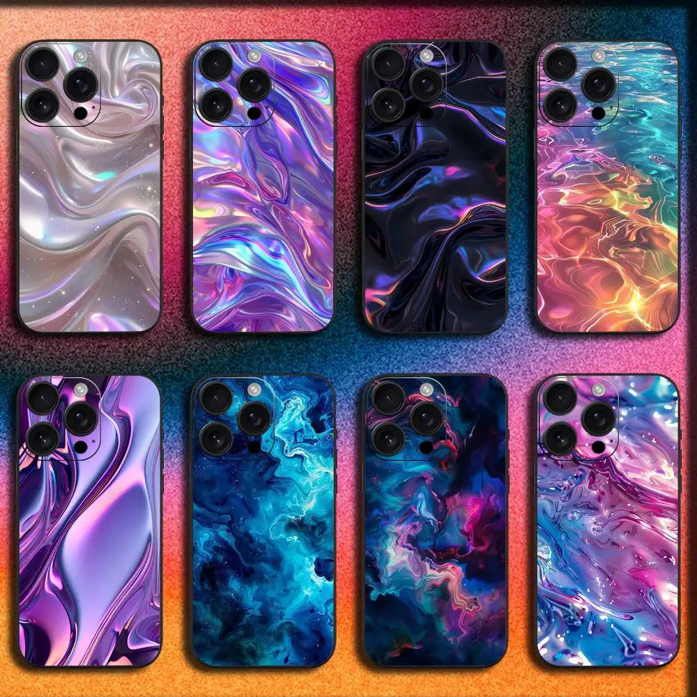 

Abstract liquid texture Art Phone Case For iPhone 17,16,15,14,13,12,11,Pro,Max,Plus,E,SE4,Air,Mini Black Cover
