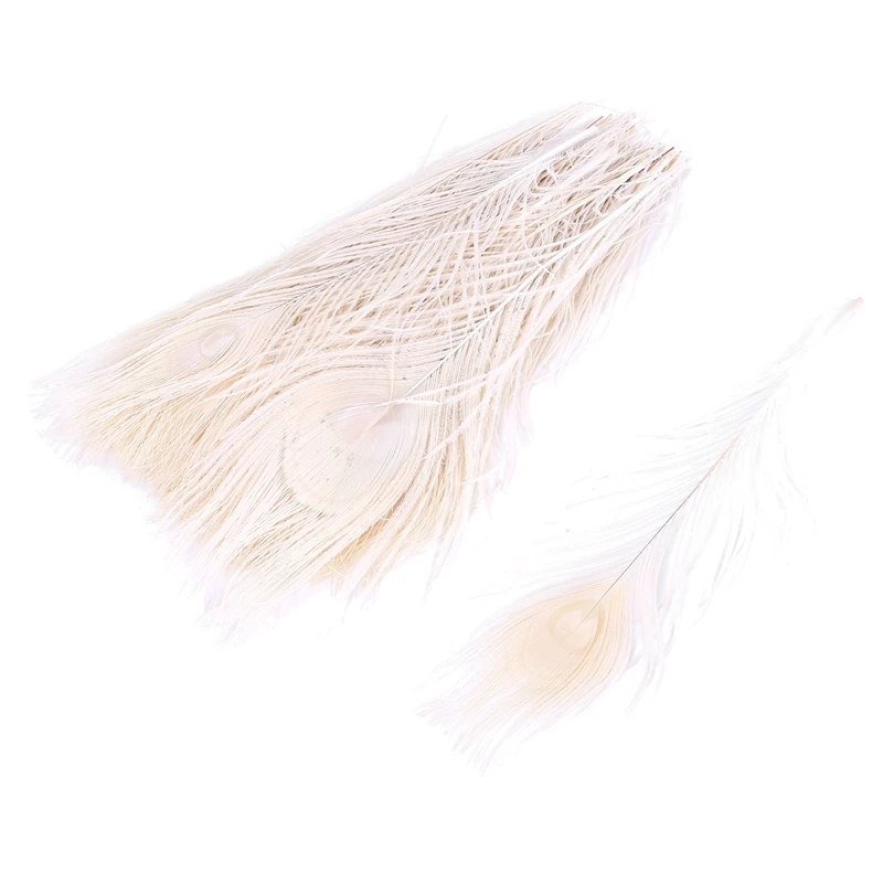 50 PCS/Natural White Peacock Feathers in the Eye, 10 to 12 Inches of the Peacock Feather Wedding Decoration