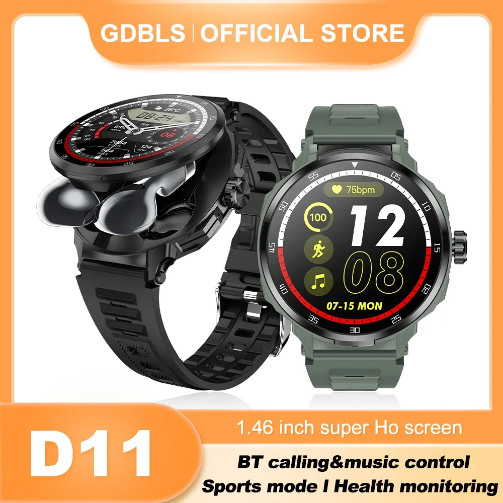 

New 2 in 1 Smart Watch With Earbuds Smartwatch TWS Bluetooth Call Earphone Heart Rate Blood Pressure Monitor Watch for Men