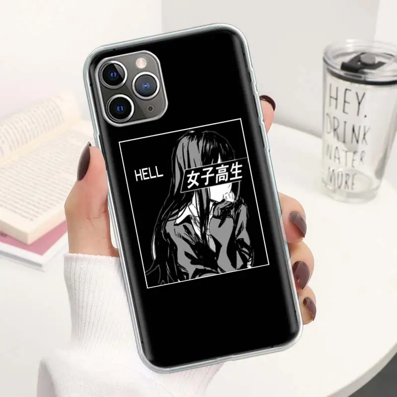 Sad Japanese Anime Aesthetic Coque Phone Case For iPhone 11 12 13 14 15 16 Pro Max 7 Plus 8 + X XR XS SE Apple Soft Fundas Cover