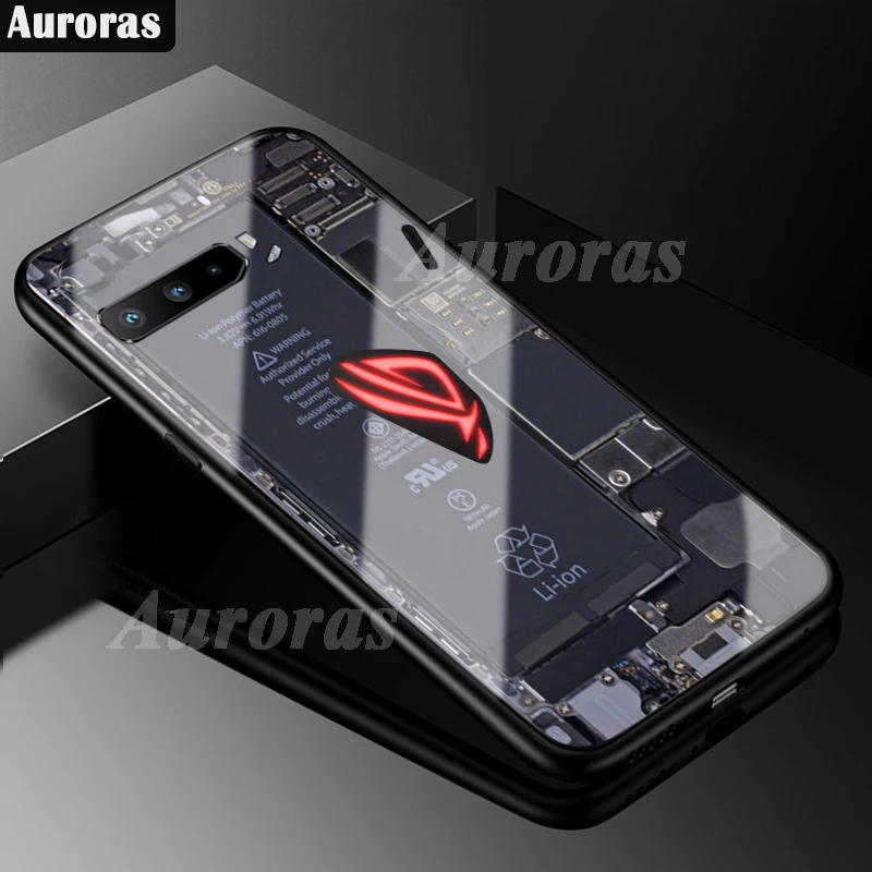 Auroras For ASUS Rog Phone 3 Case Explorer Painted Tempered Glass Cover For Asus Rog 5 2 5S Pro Shockproof Hard Case Ultimate