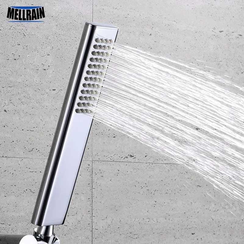 Quality brass hand hold shower head square rounded rectangle design polishing bright chromed water saving sprayer