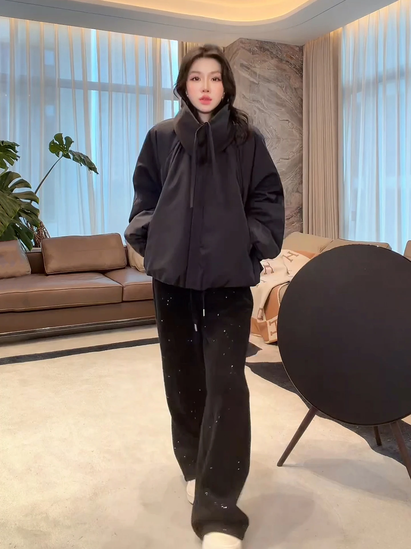 

Warm Faionable White Goose down Jaet Women's Sle Casual Loose Fit Polyester Fiber High Waist Zipper Closure Long Sve