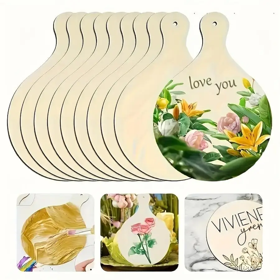 1/5/10/20/50/100pcs Handmade Blank Wooden Boards, Suitable for Artistic Painting - Mini Unfinished Color Palette Shapes, Suitabl