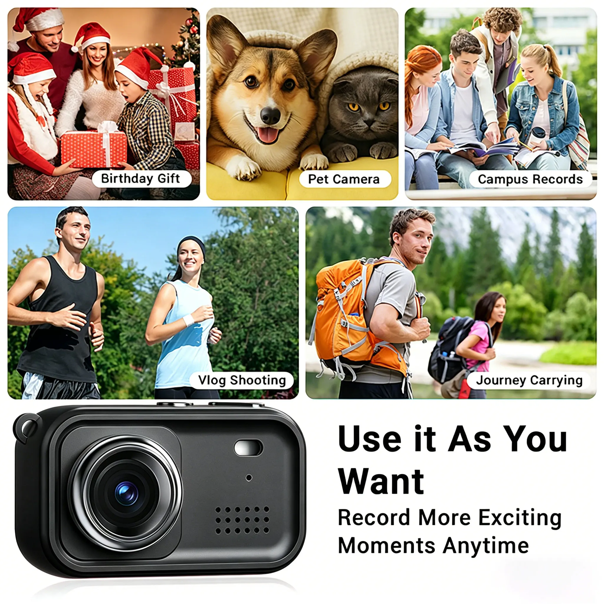 1080P Mini Thumb Camera 1.47 Inch Screen Camera Vlogging Portable Pocket Camera For Journey Carrying And Pet Camera