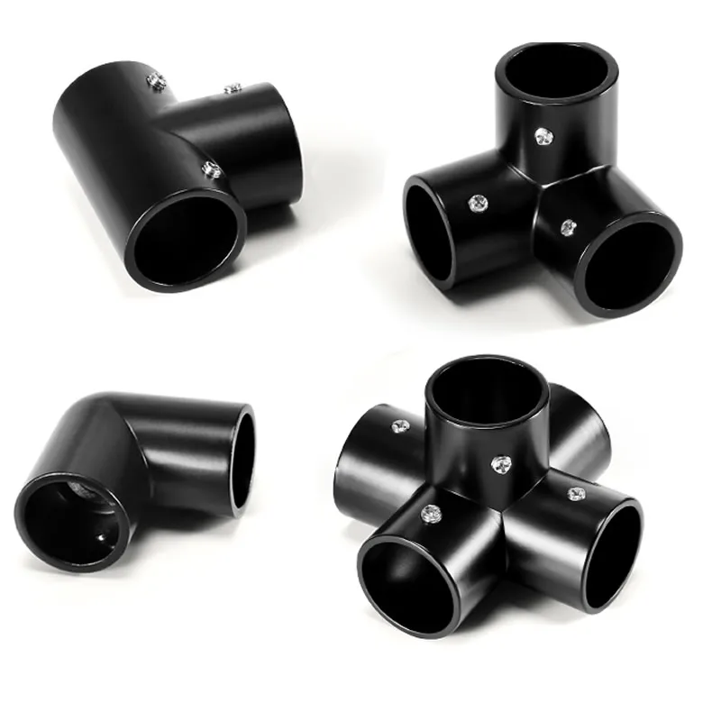 Tube pipe Black Thickened connector for diameter 25mm pipe Movable fastening Clothes rack Display rack Connector fittings