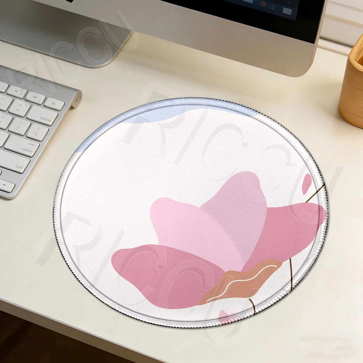 Round Mouse Pad Lock Edge Flower Minimalism Mousepad Gamer Speed Desk Pad E-Sports PC Keyboard Rubber Mousemat Table Decoration