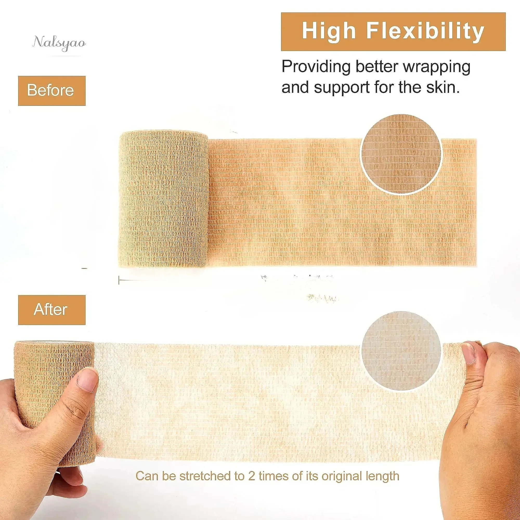 Beige Elastic Wrap Finger Tape for Wrist Ankle First Aid Breathable 10 Rolls Medical Adhesive Sports Self Adhesive Bandage