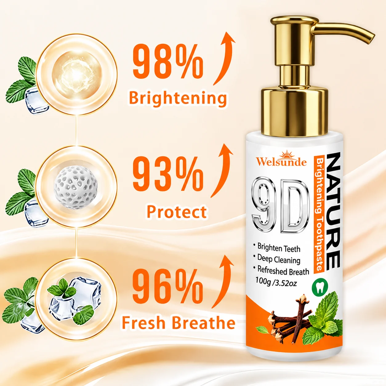 1/3 Pack Whitening Toothpaste Formulated with Hydroxyapatite & Natural Herbal Ingredients. Deep Clean Formula for Gentle Daily Oral Care. Rich Foamy Lather Leaves Teeth Looking Brighter and Breath Fresh. Easy-Dispensing Pump. Ideal for Halloween Gifts and
