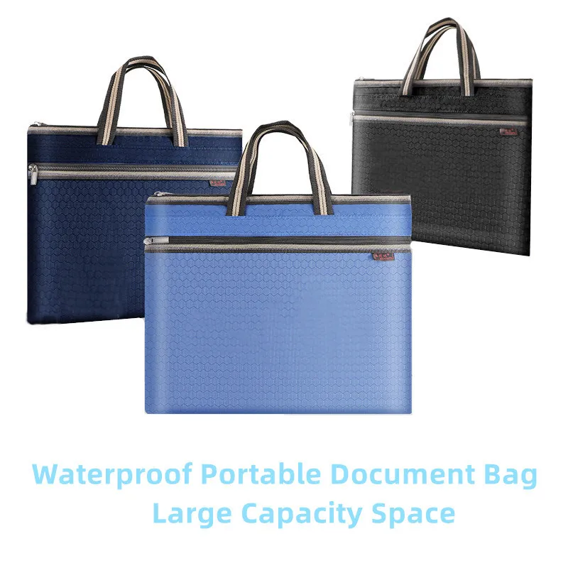 

A4 Portable Document Bag Multi Layer Canvas Waterproof Office Student Supplies