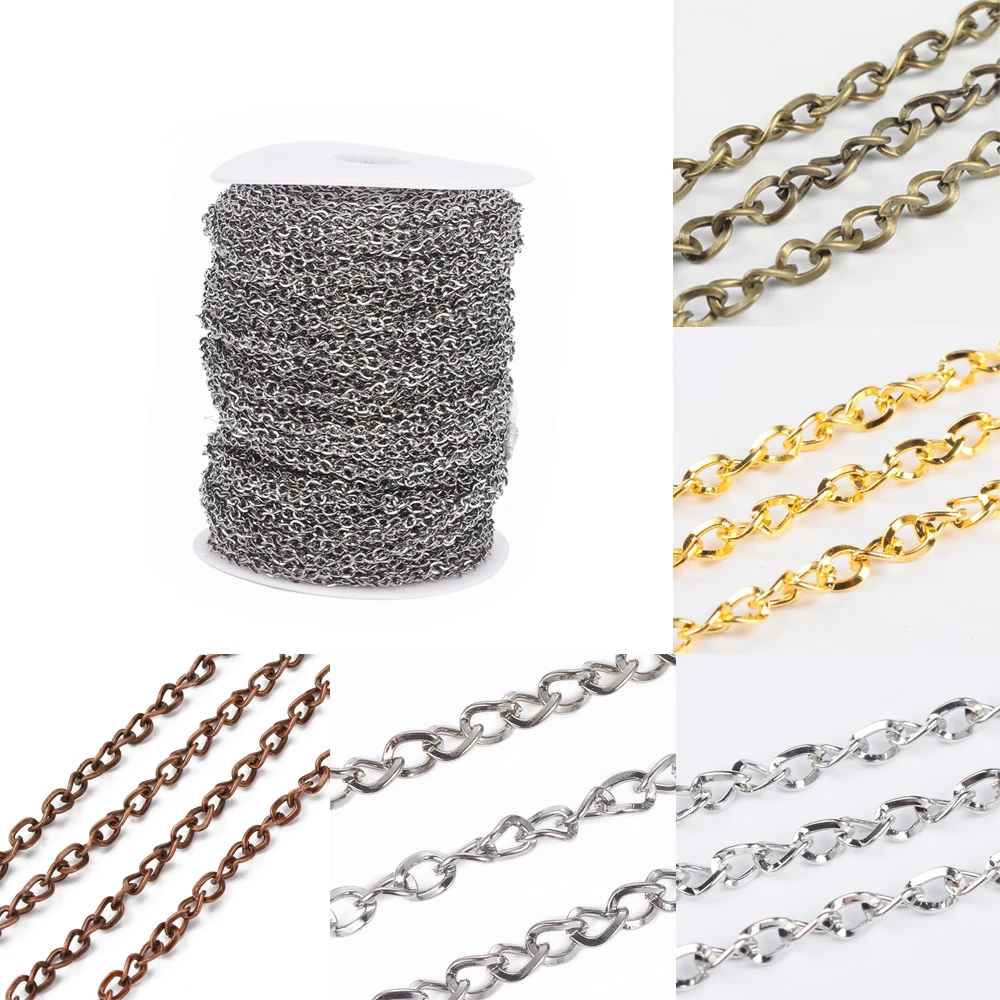 

Pandahall 100m/Roll Iron Side Twisted Chain With Spool Unwelded For DIY Jewelry Accessories Finding Necklace Bracelet Making