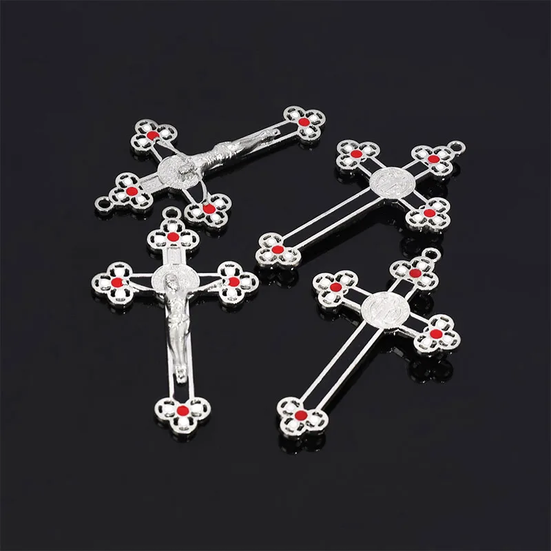 20 Pieces/New Large Cross Pendant Jesus Figure Pendant Keychain Connector Catholic Large Rosary Center Medal