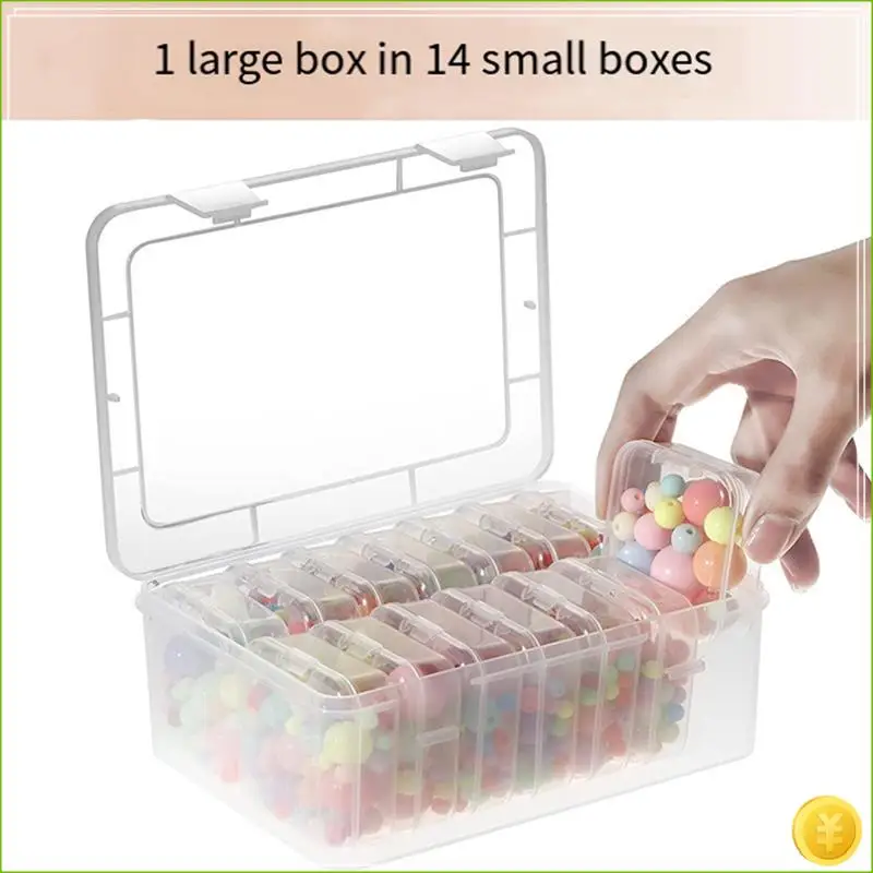 Contenedor de almacenamiento de cuentas de PP transparente pequeño, cajas transparentes organizadoras con tapa con bisagras para joyería, duradero, fácil de instalar, 15 piezas