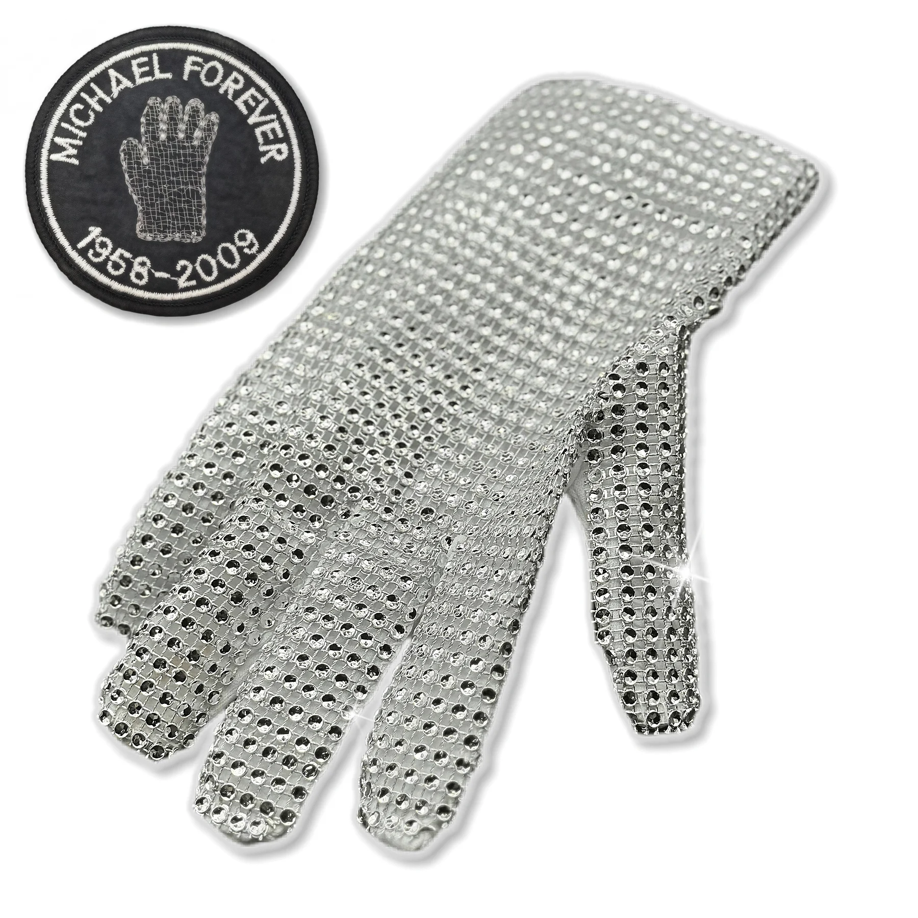 Halloween Prop Michael Jackson Costumes Glove with Patch Embroidery for Commemorate Impersonator